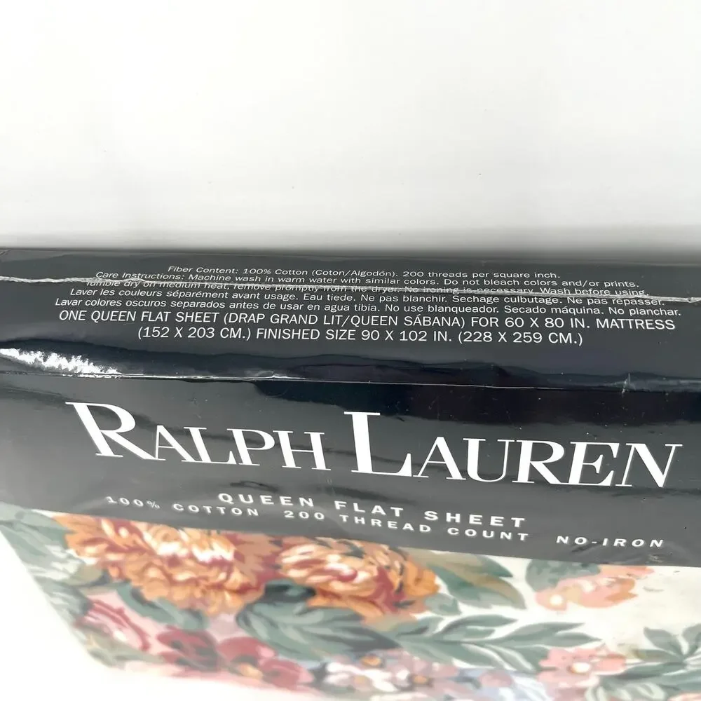 Ralph Lauren Allison floral roses French country queen flat sheet